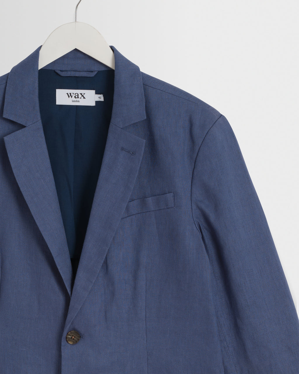 Fintry - Mid Blue Linen Single-Breasted Blazer