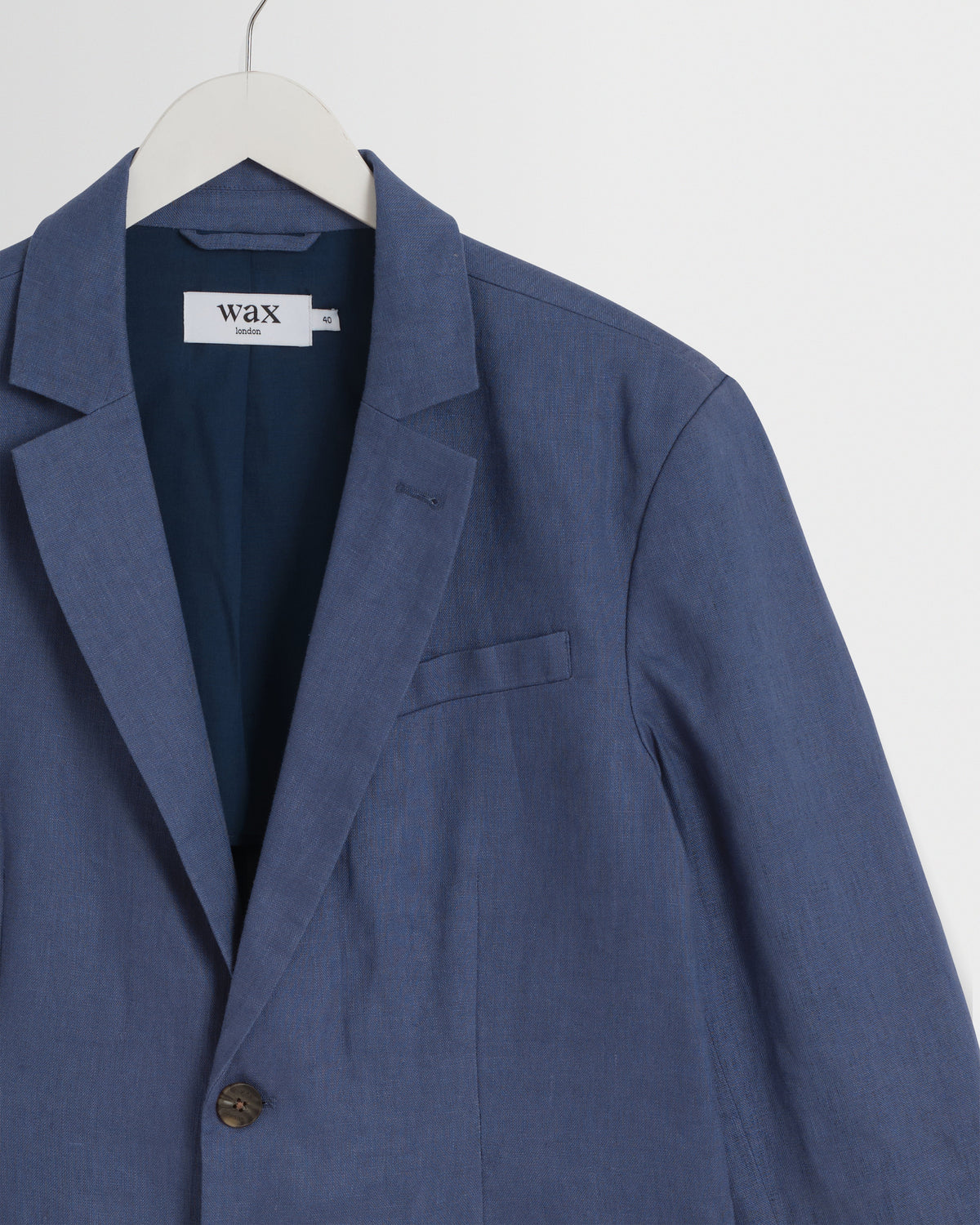 Fintry - Mid Blue Linen Single-Breasted Blazer