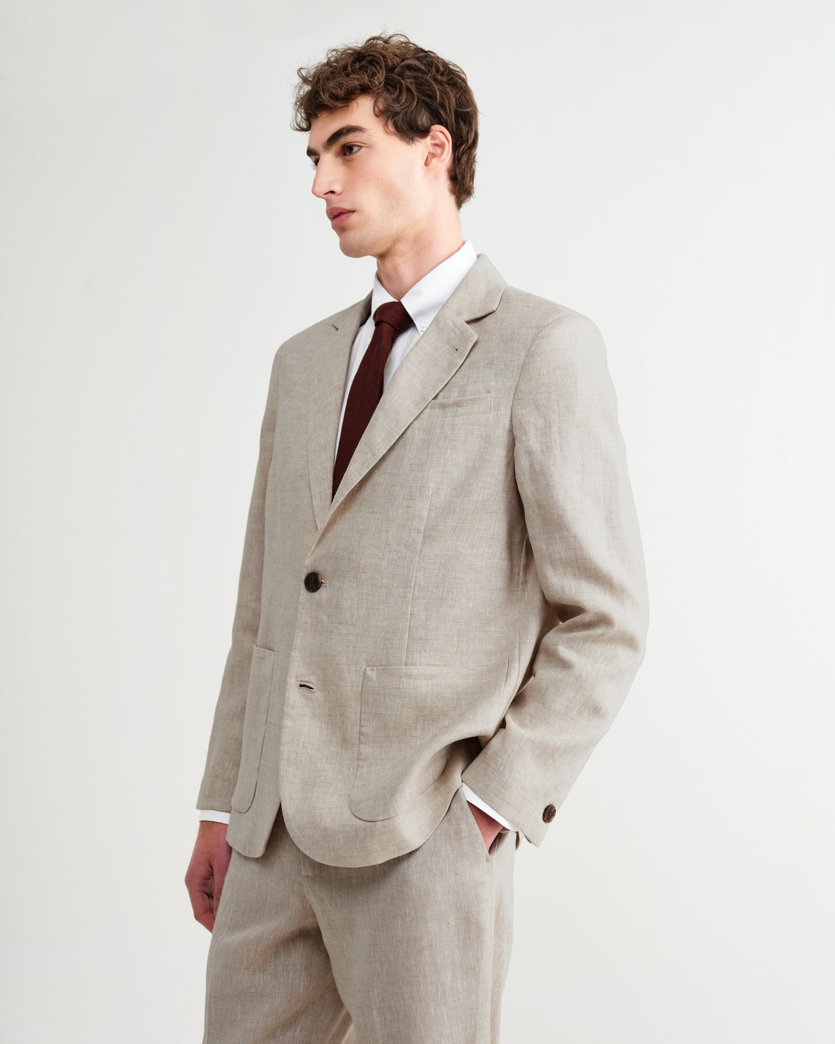 Fintry - Natural Linen Single-Breasted Blazer