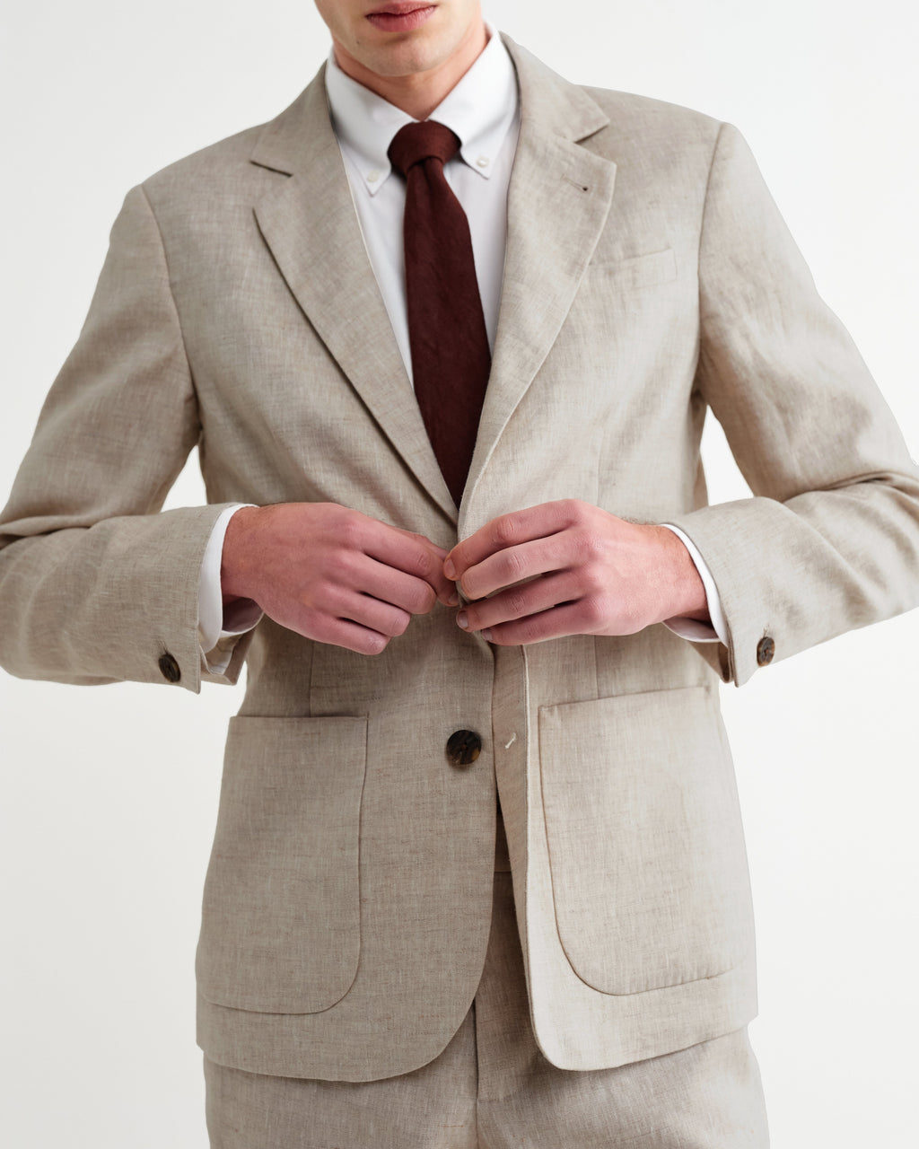 Fintry - Natural Linen Single-Breasted Blazer