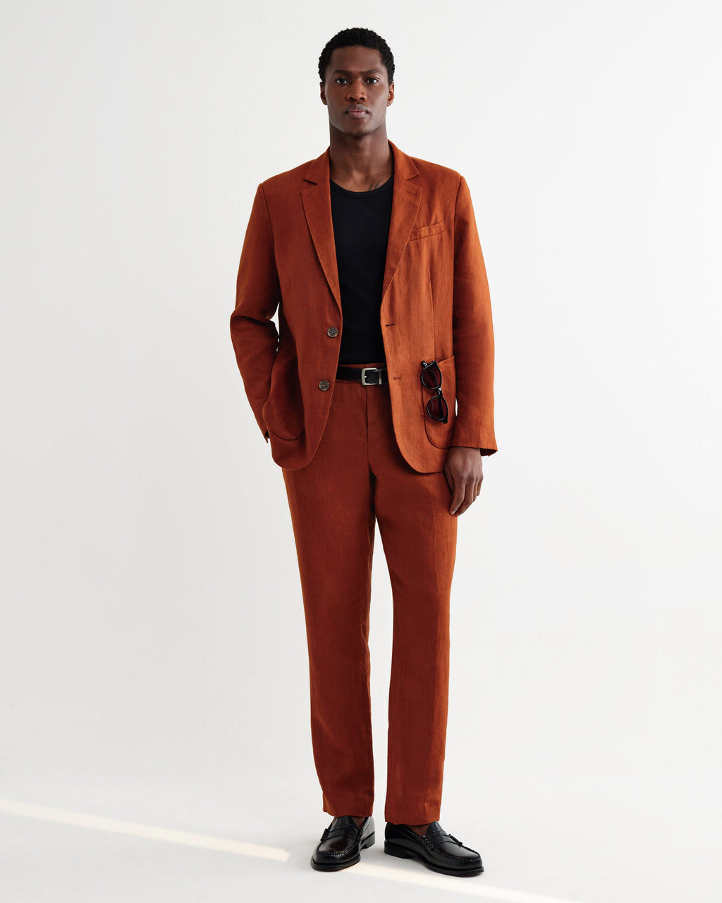 Fintry - Rust Linen Single-Breasted Blazer