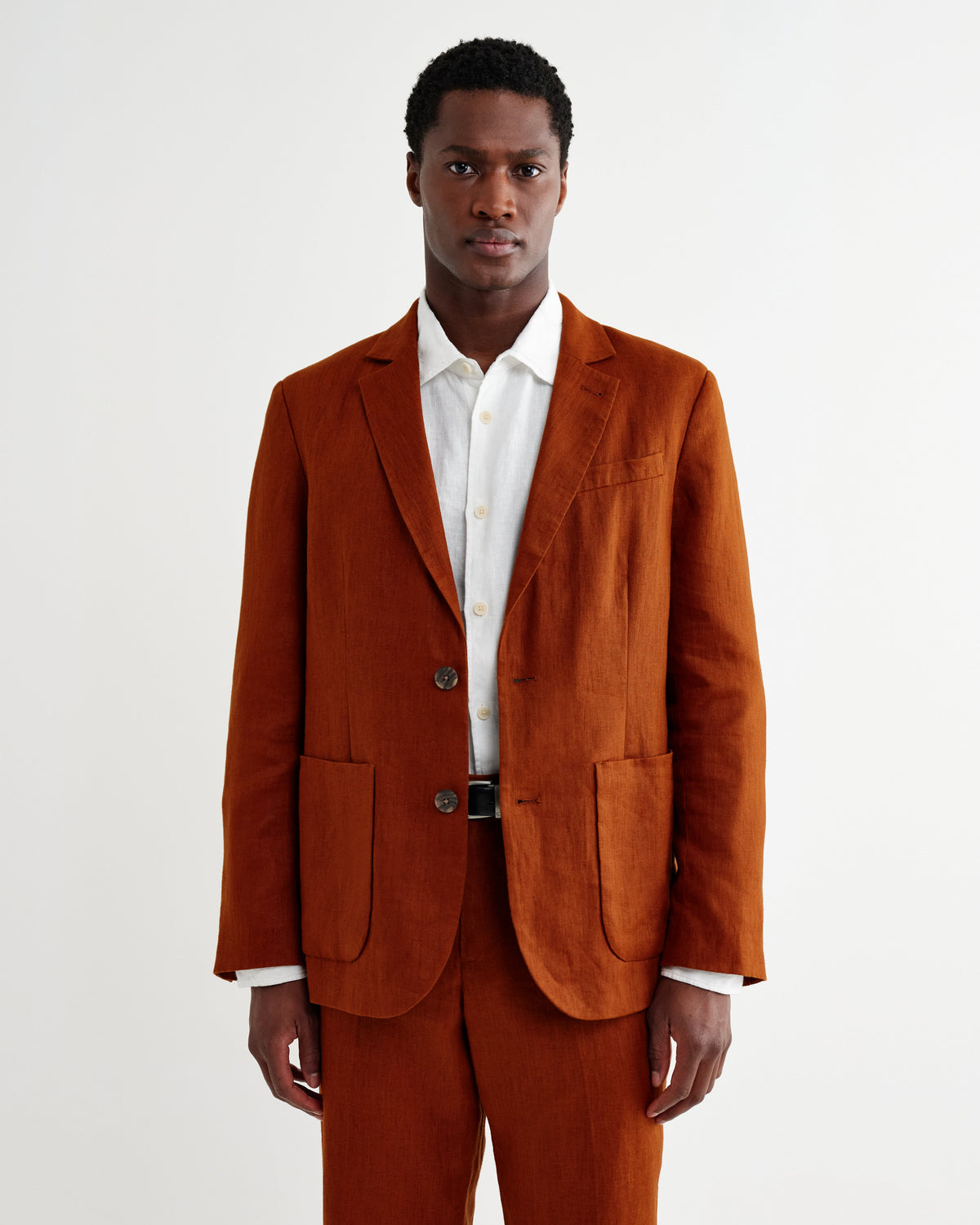 Fintry - Rust Linen Single-Breasted Blazer