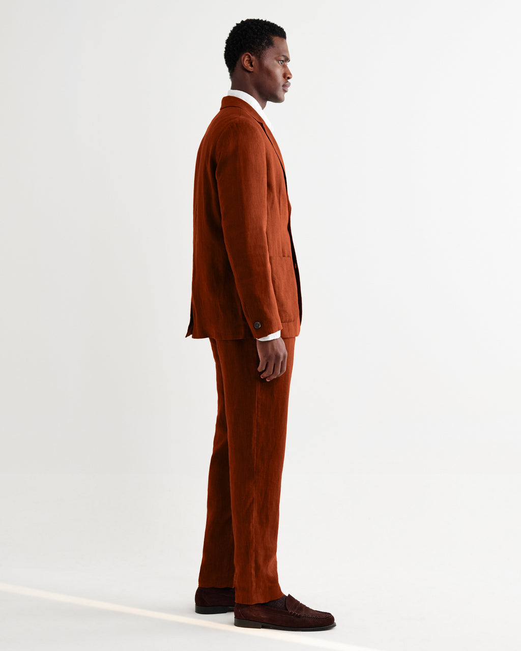 Fintry - Rust Linen Single-Breasted Blazer