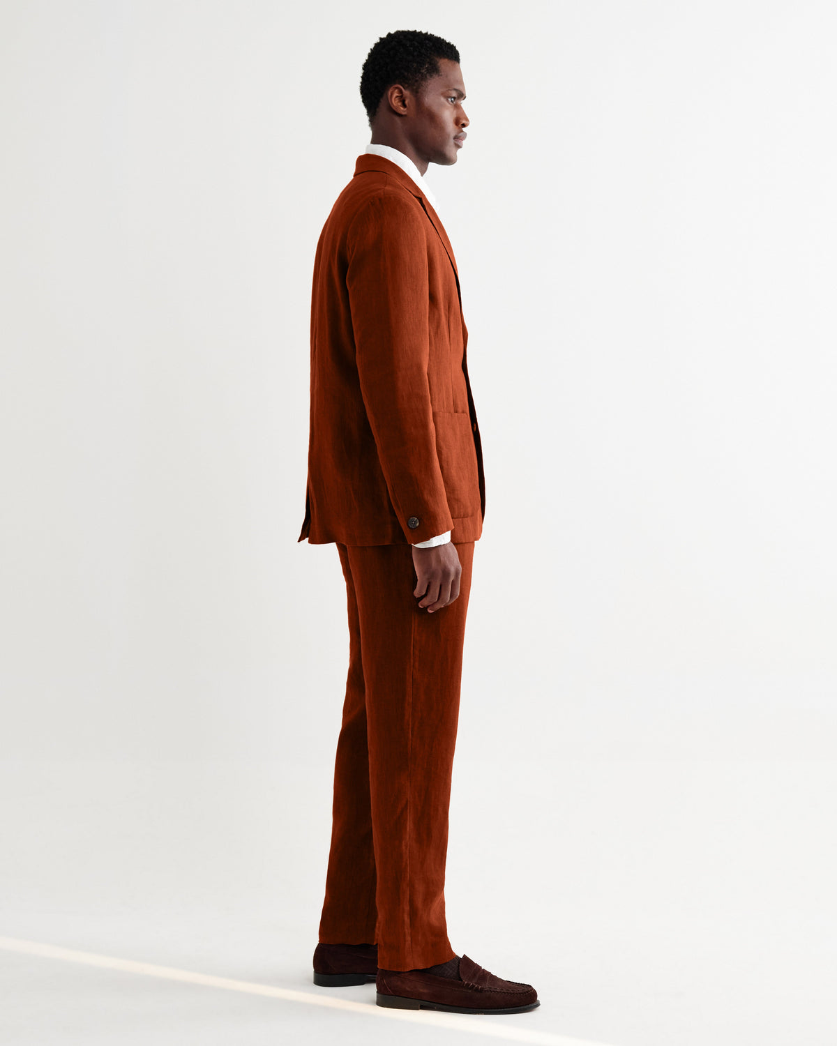 Fintry - Rust Linen Single-Breasted Blazer