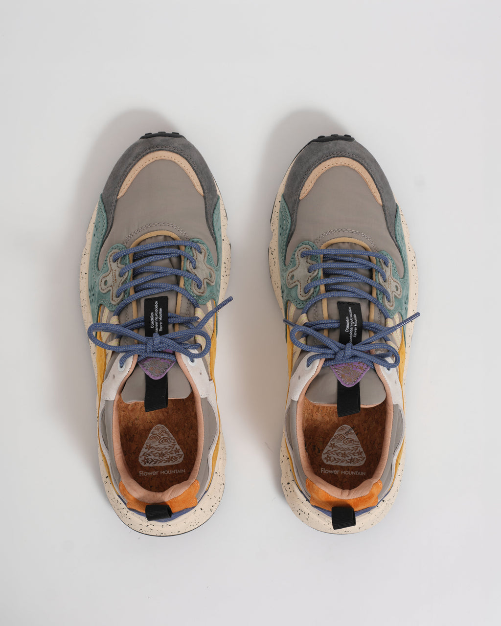 Flower Mountain - Grey Green Suede And Nylon Yamano 3 Trainers