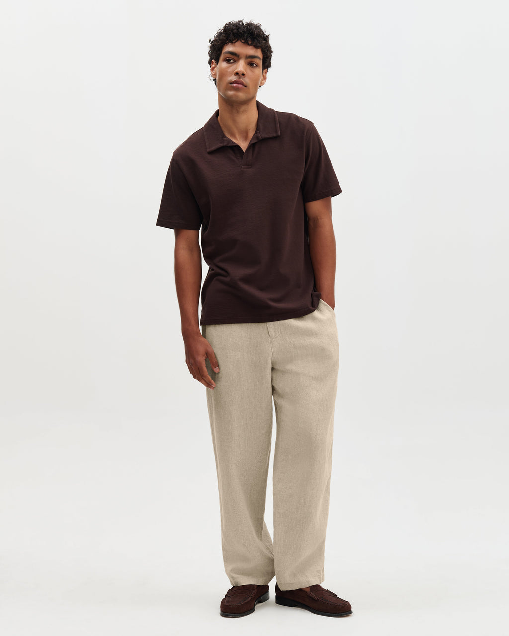 Glencoe - Beige Washed Linen Loose Fit Trousers