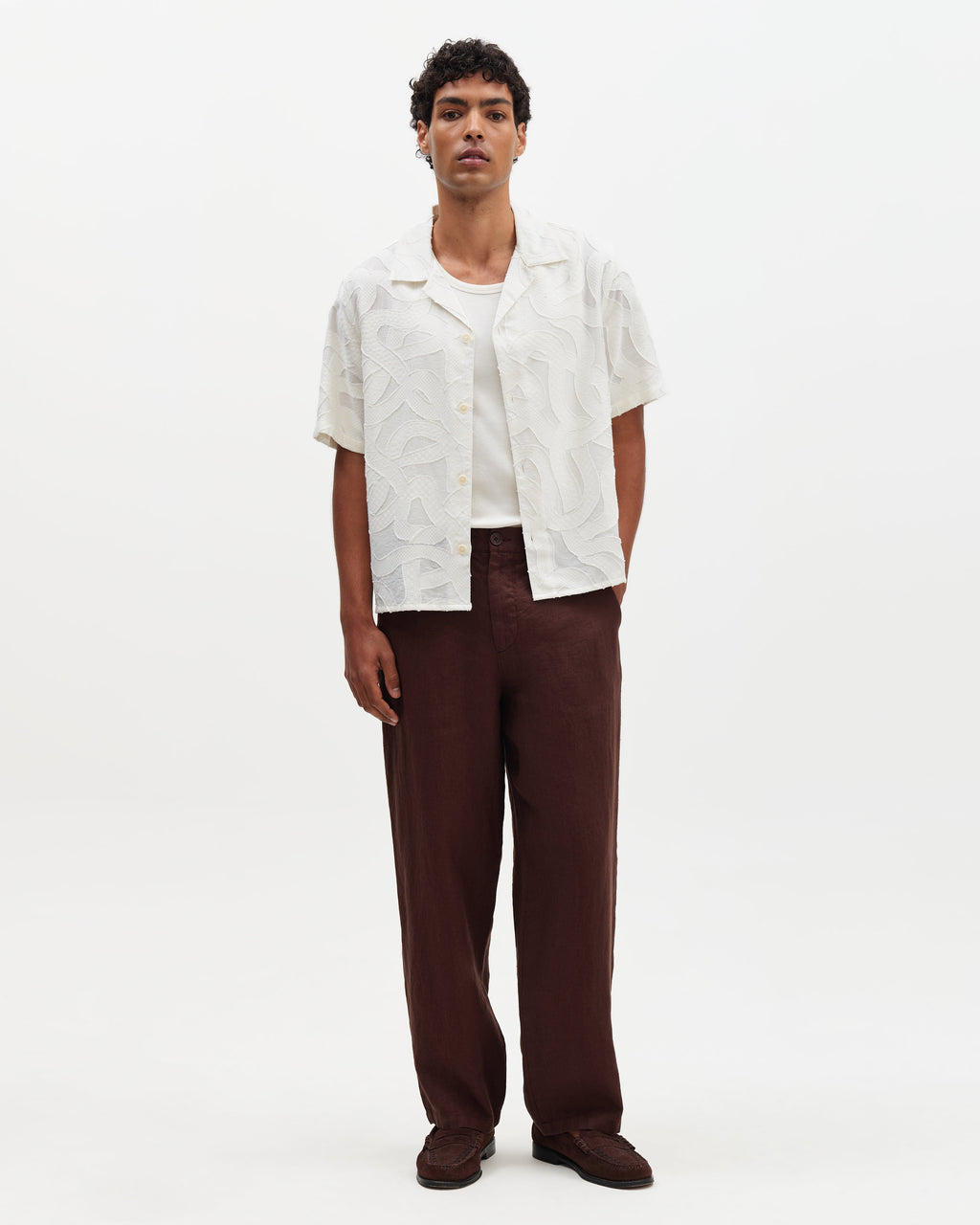 Glencoe - Brown Washed Linen Loose Fit Trousers