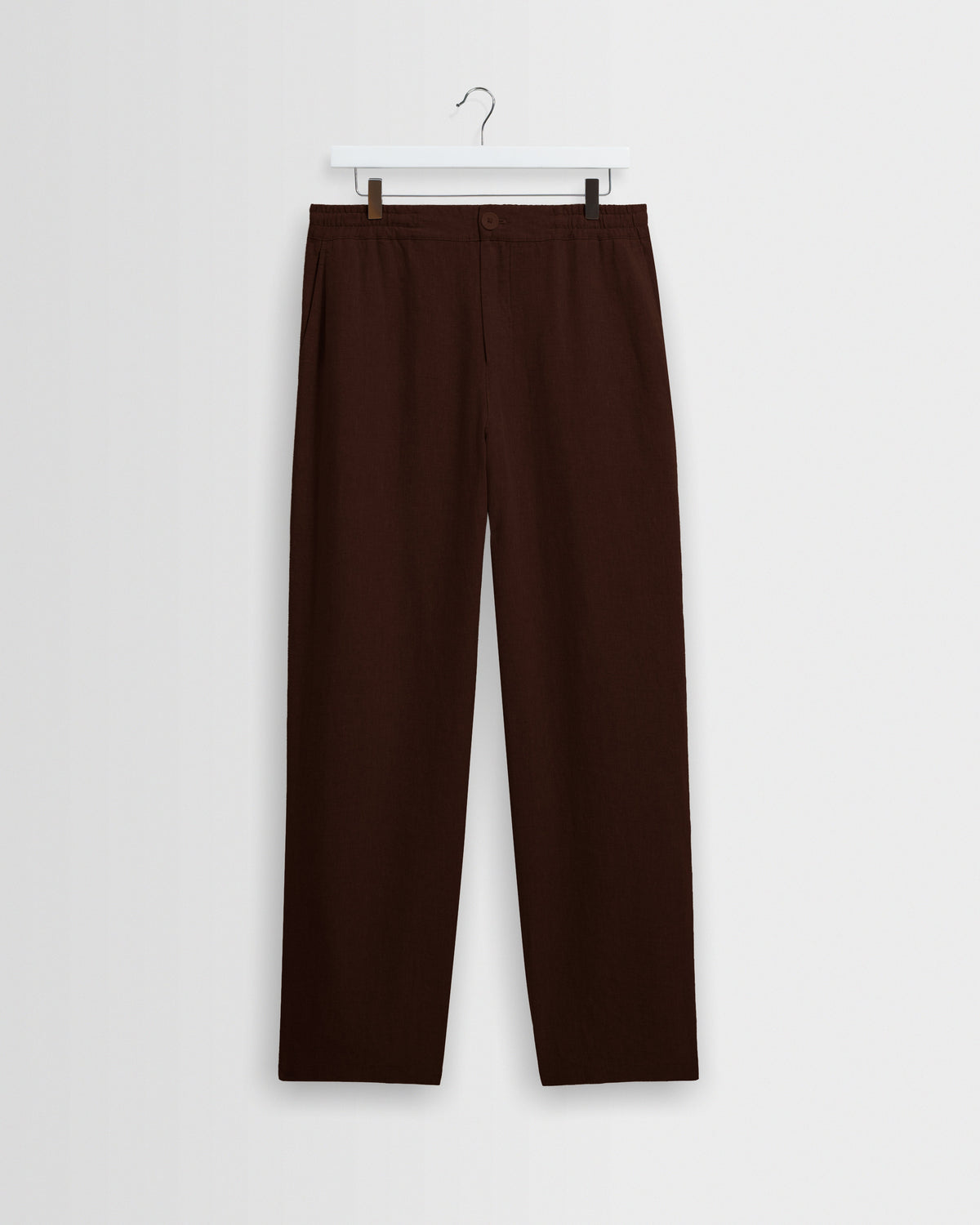Glencoe - Brown Washed Linen Loose Fit Trousers