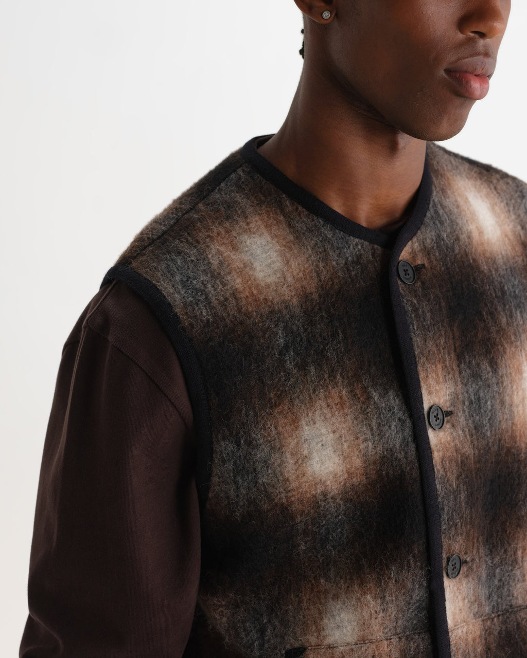 Gower - Brown And Black Check Wool Gilet
