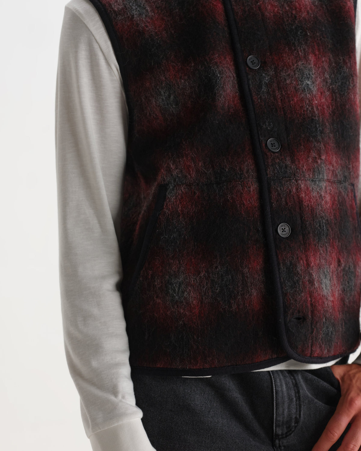 Gower - Red And Black Check Wool Gilet