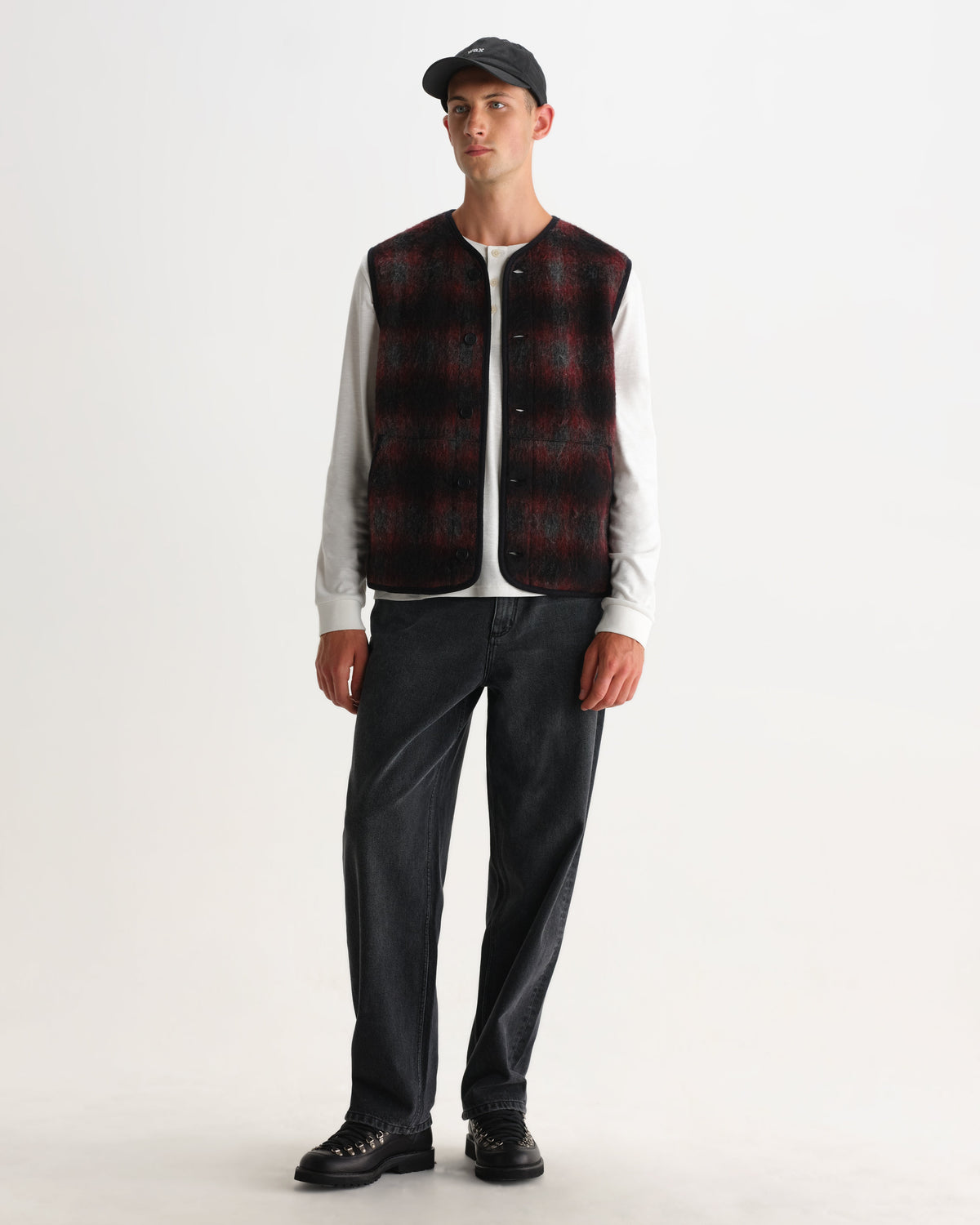 Gower - Red And Black Check Wool Gilet