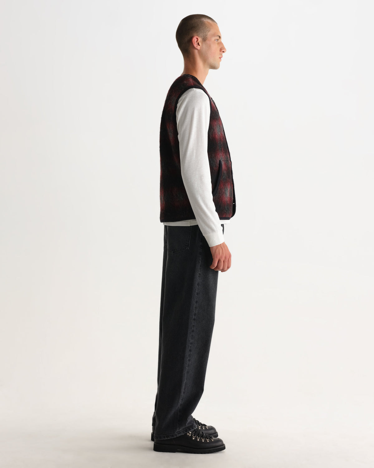 Gower - Red And Black Check Wool Gilet