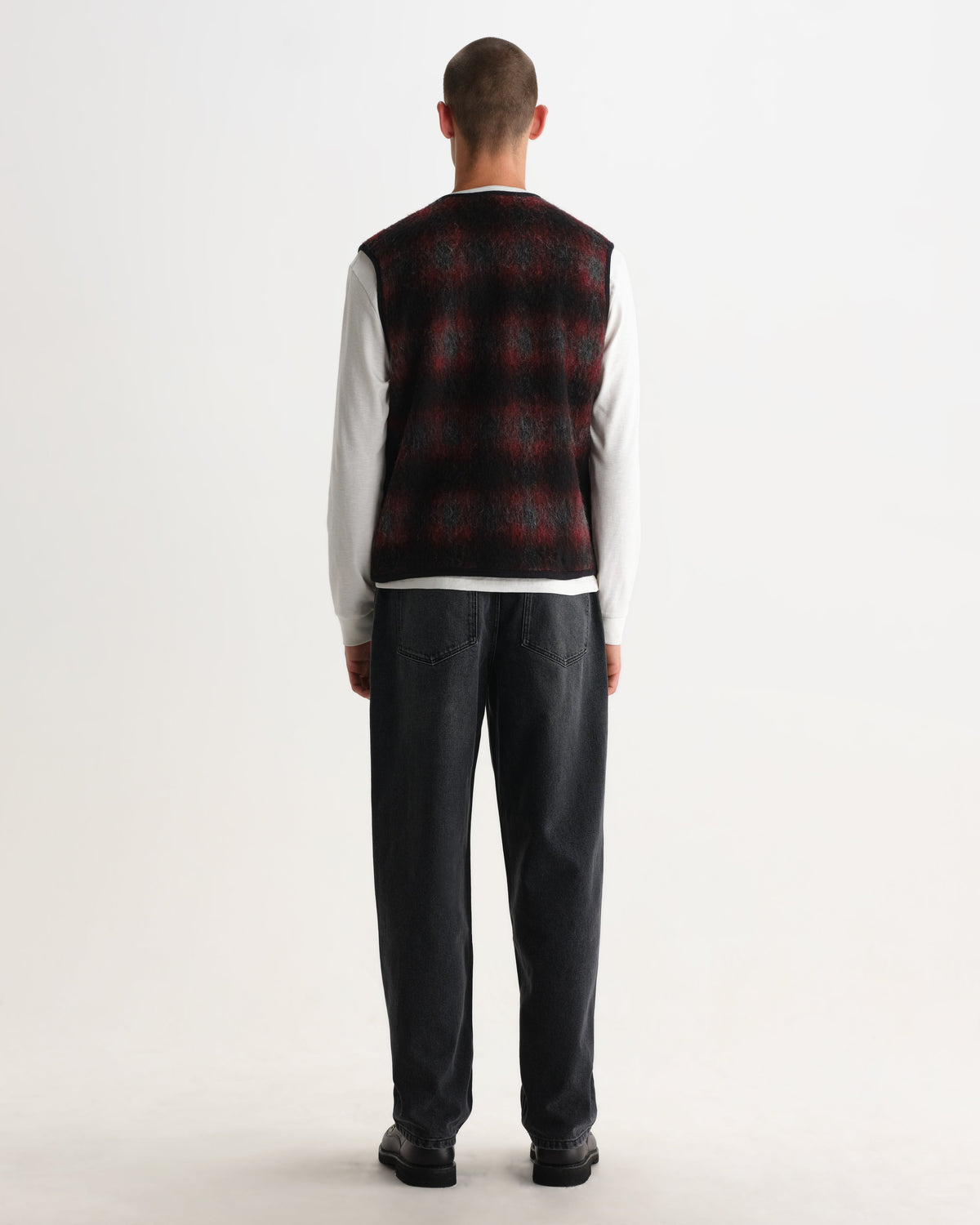 Gower - Red And Black Check Wool Gilet