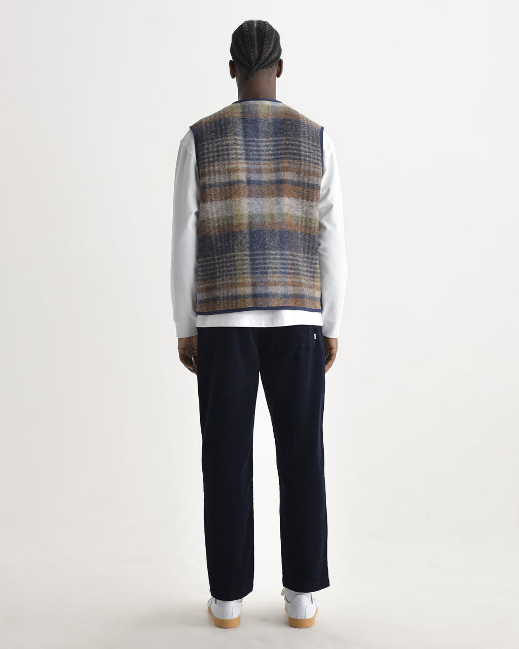 Gower - Oatmeal And Multicolour Check Wool Gilet