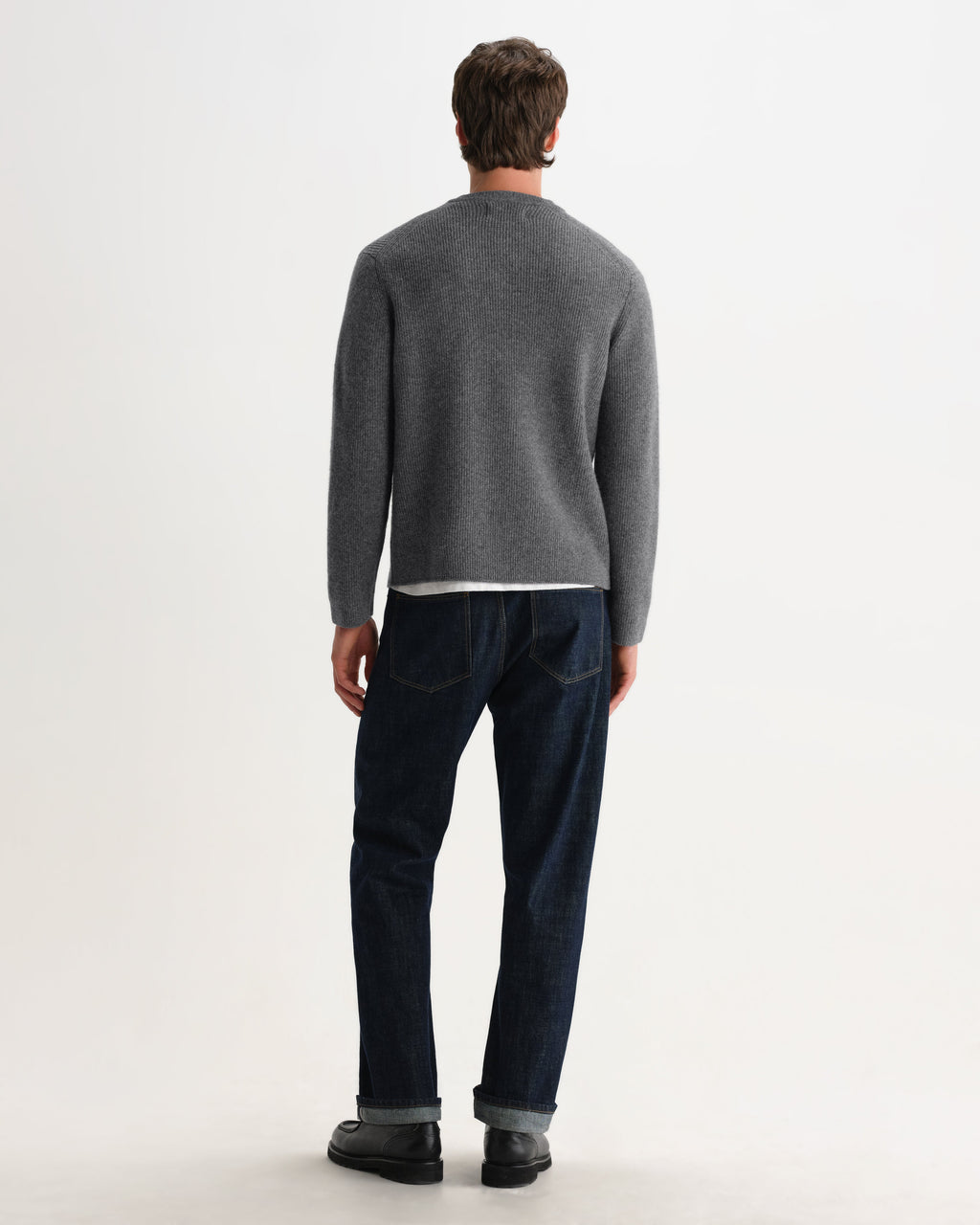 Granby - Grey Ribbed Wool Cardigan