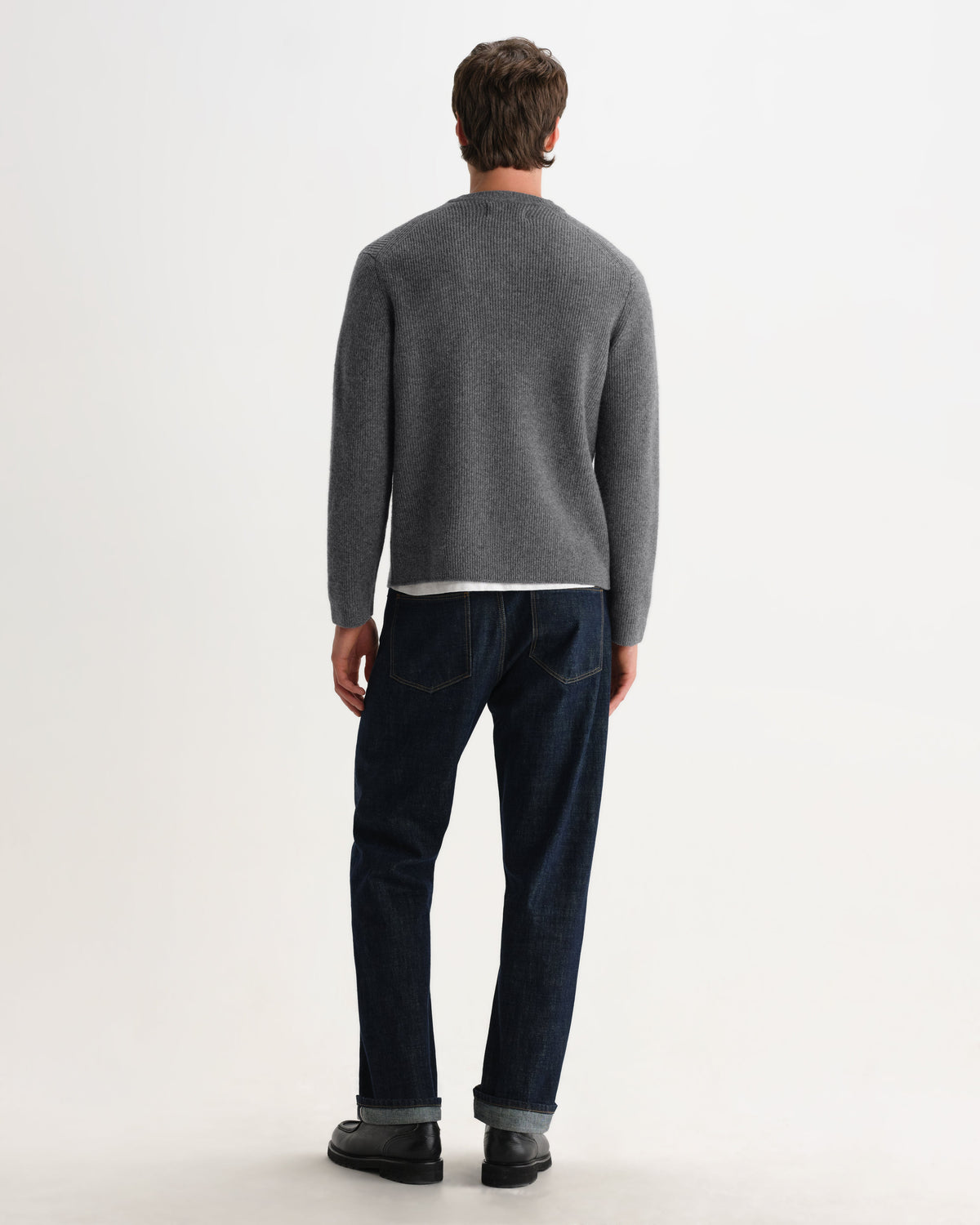 Granby - Grey Ribbed Wool Cardigan