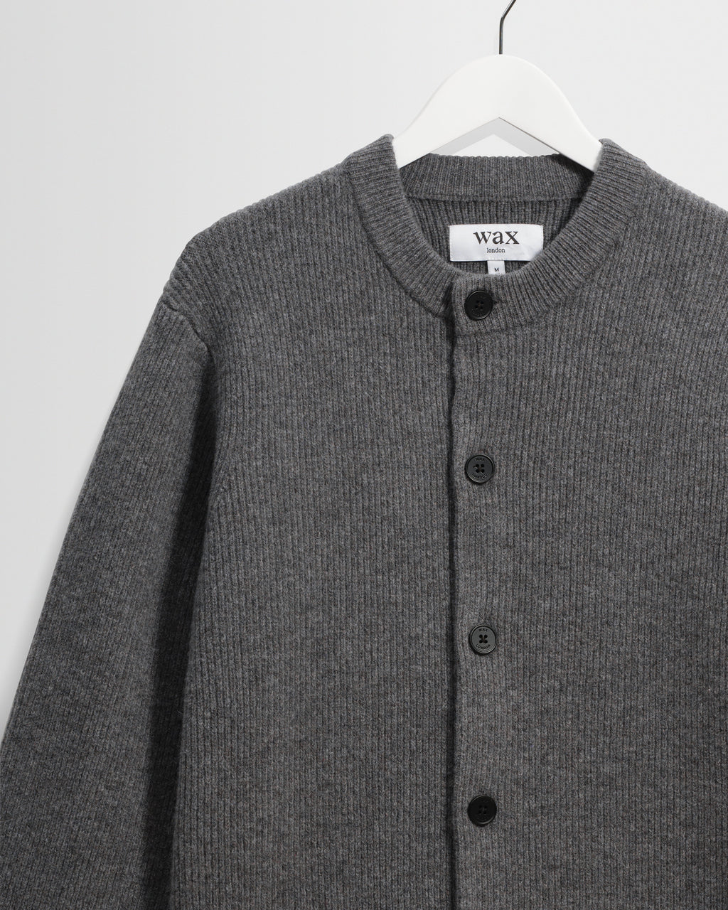 Granby - Grey Ribbed Wool Cardigan