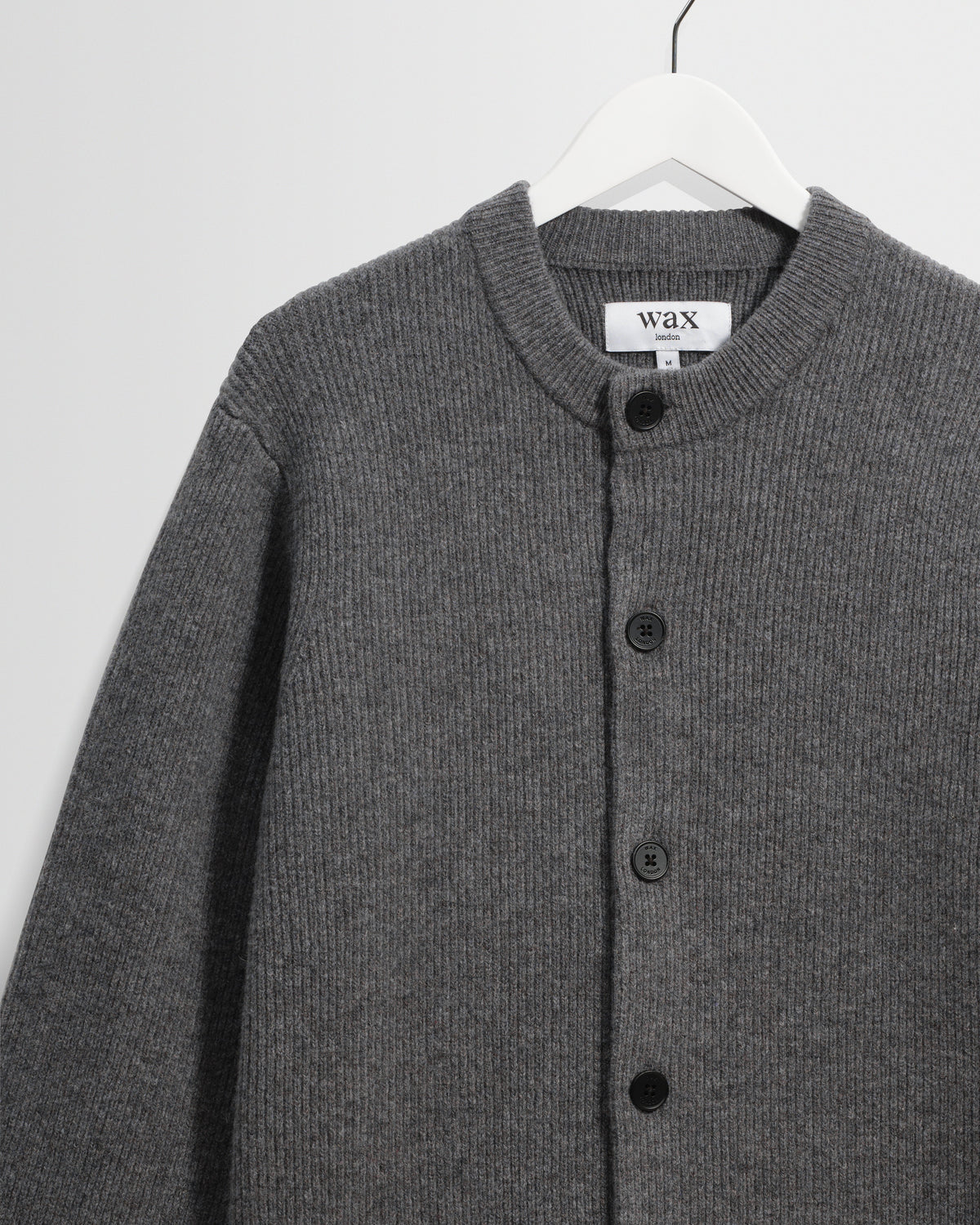 Granby - Grey Ribbed Wool Cardigan
