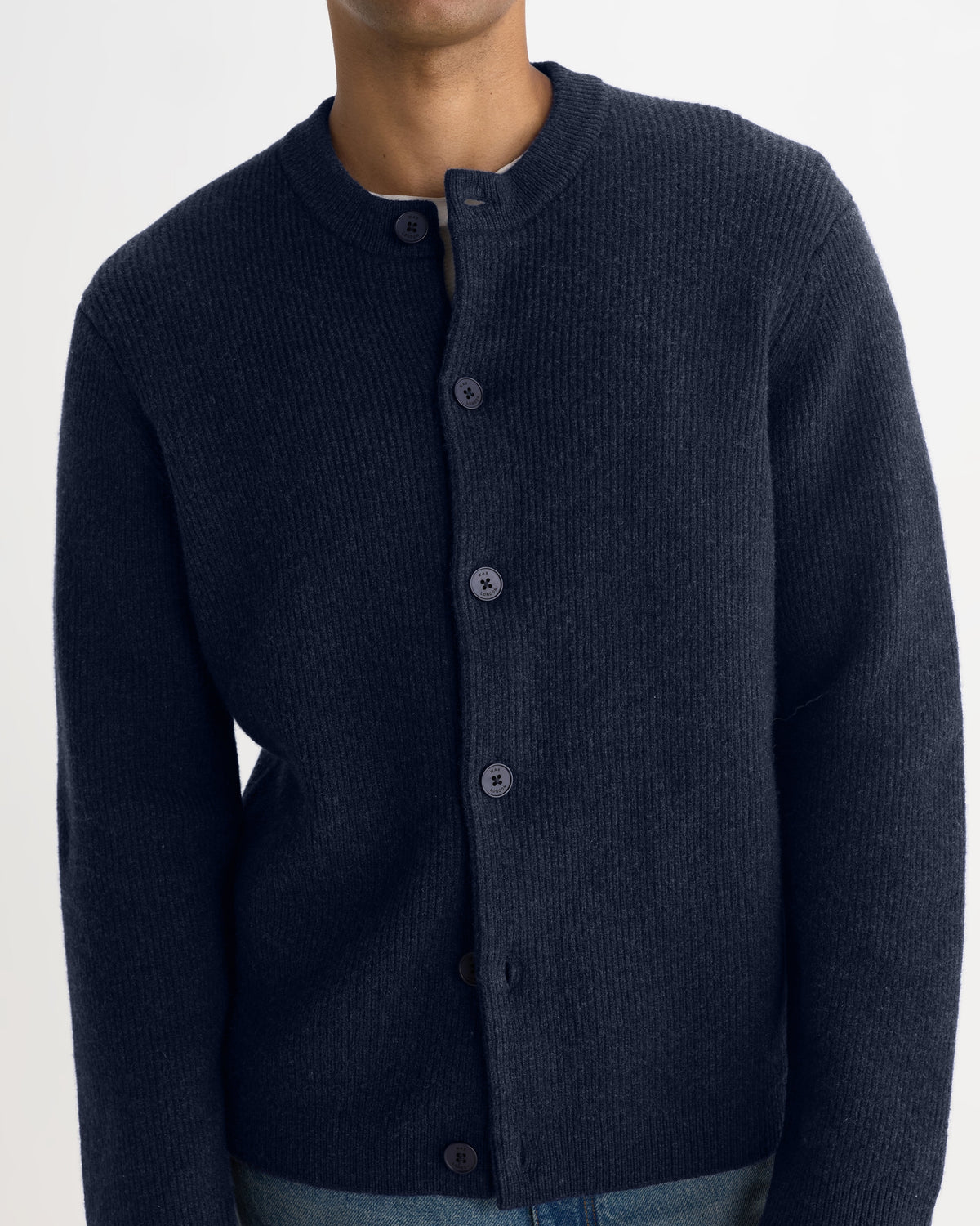 Granby - Navy Ribbed Wool Cardigan