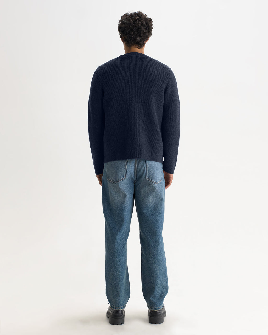 Granby - Navy Ribbed Wool Cardigan