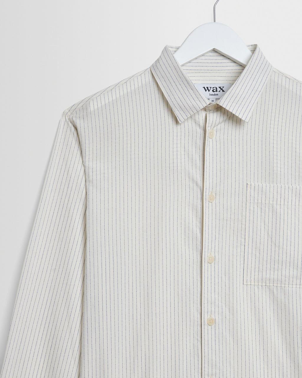 Halcomb - Ecru And Blue Broken Stripe Cotton Shirt