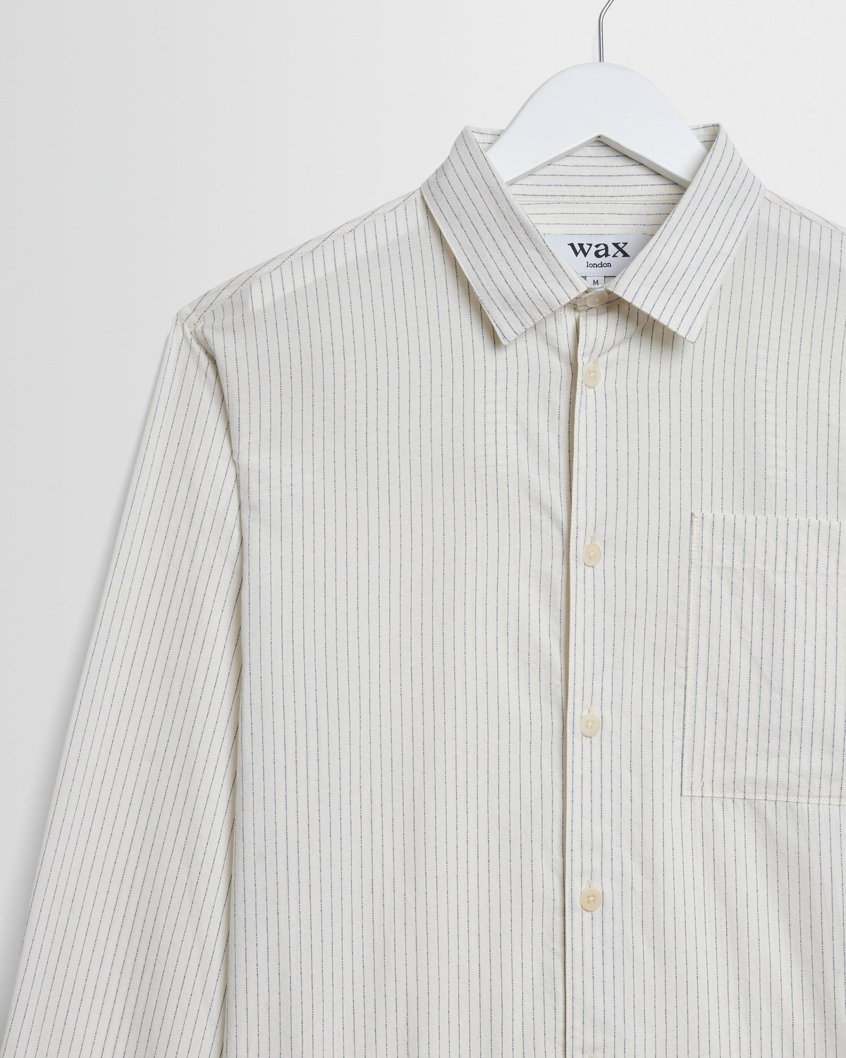 Halcomb - Ecru And Blue Broken Stripe Cotton Shirt