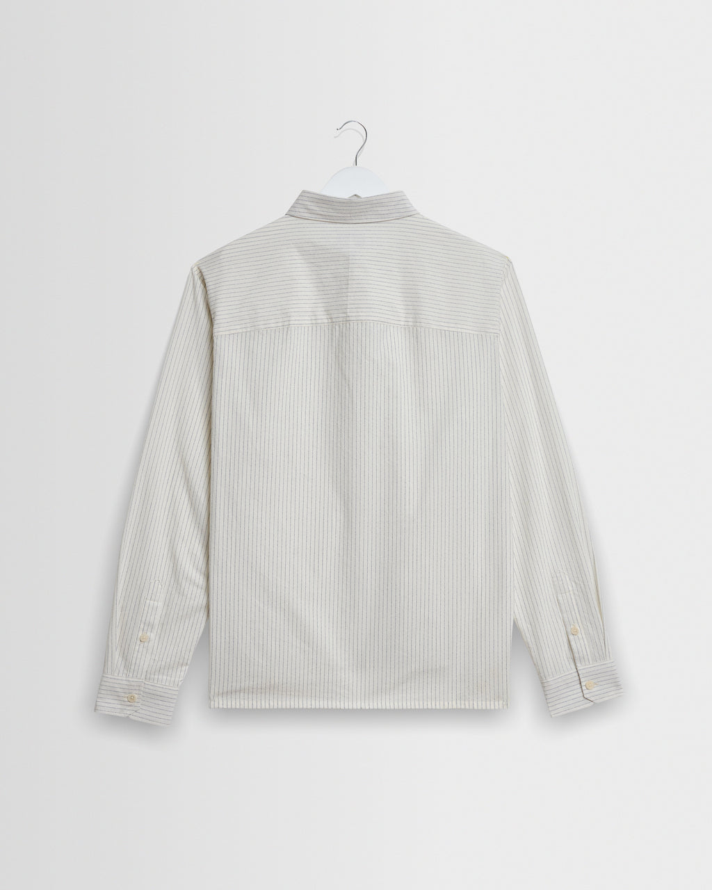 Halcomb - Ecru And Blue Broken Stripe Cotton Shirt