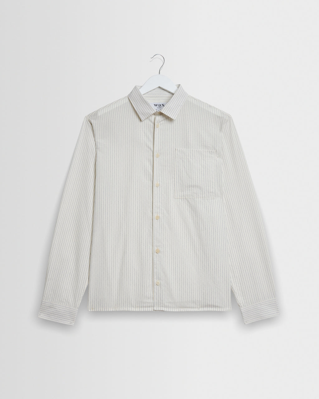 Halcomb - Ecru And Blue Broken Stripe Cotton Shirt