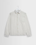 Halcomb - Ecru And Blue Broken Stripe Cotton Shirt