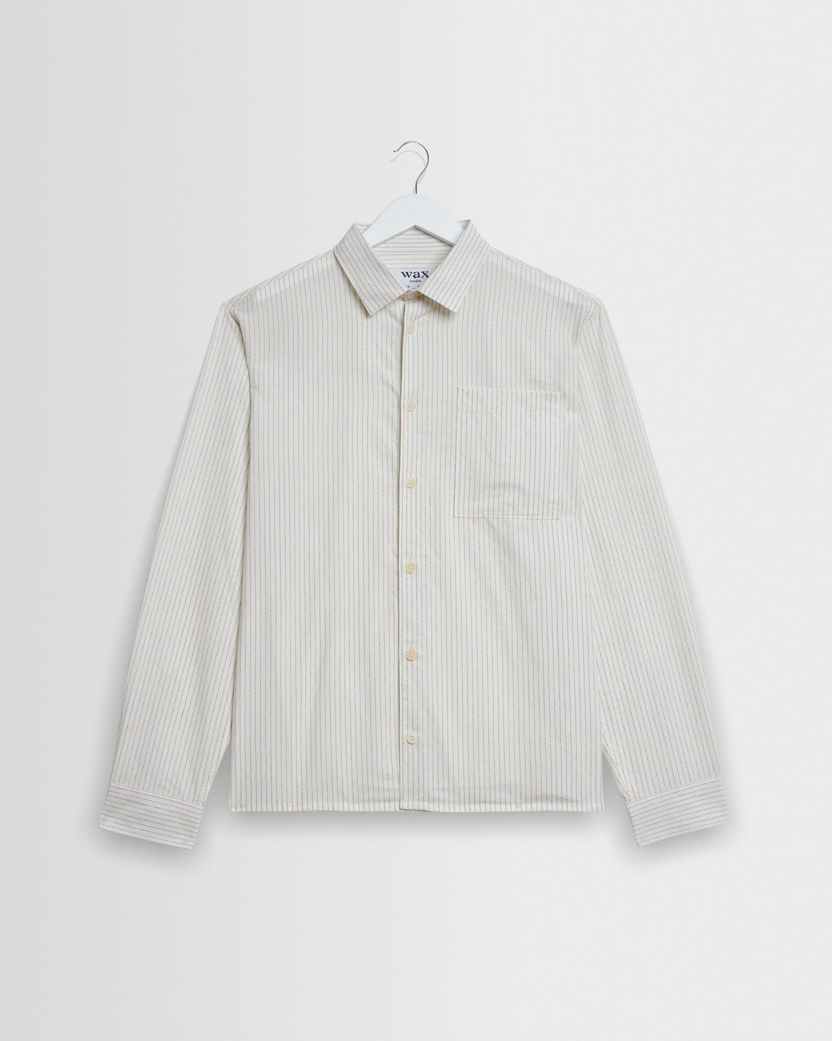 Halcomb - Ecru And Blue Broken Stripe Cotton Shirt