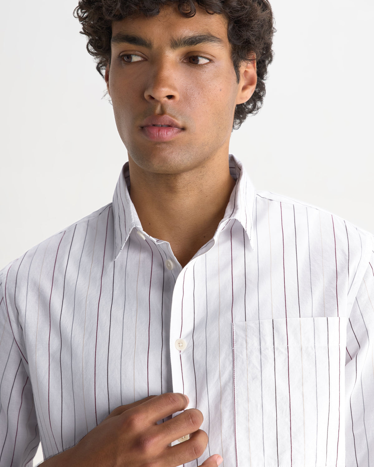 Halcomb - Ecru And Multicolour Stripe Cotton Shirt