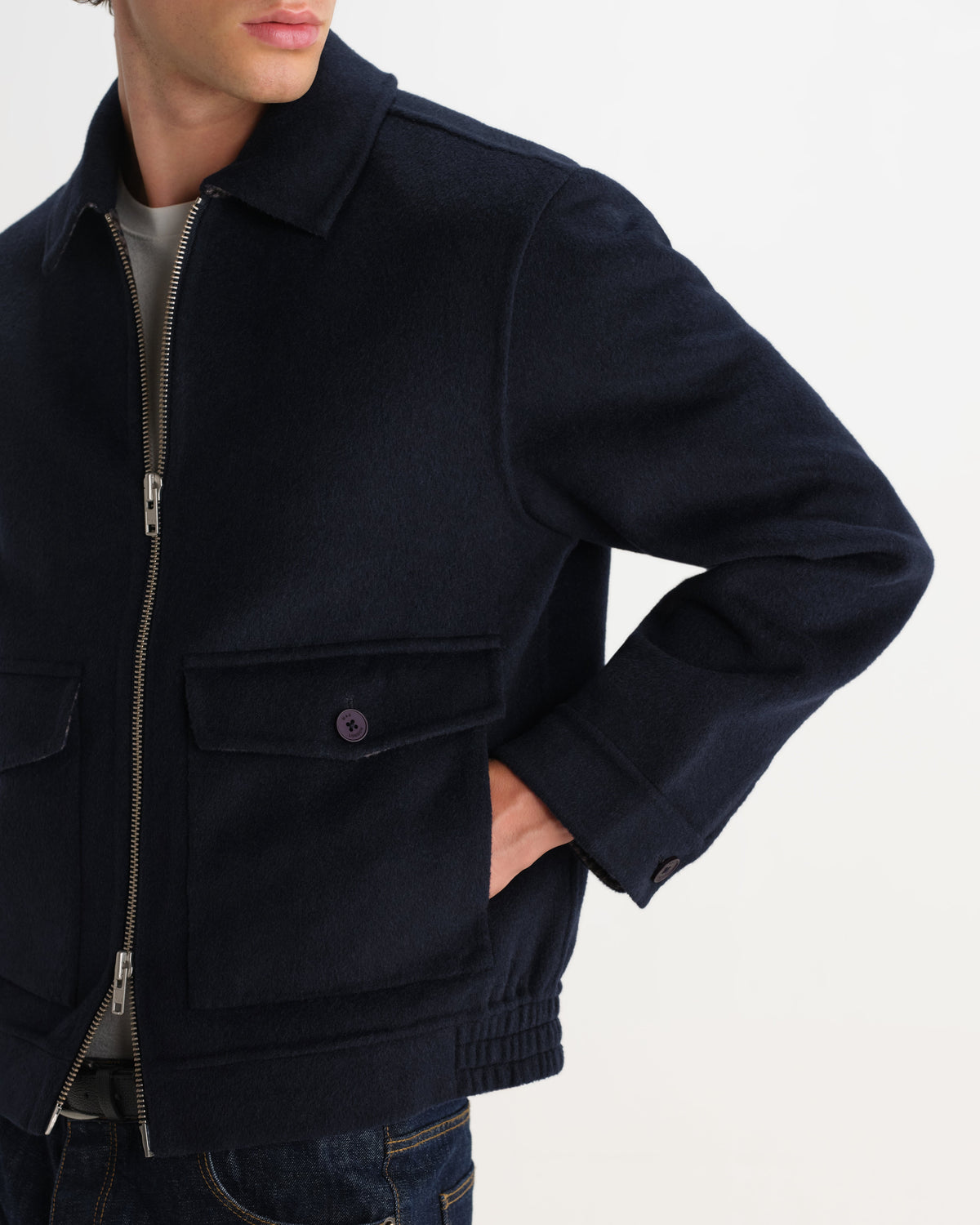 Hamblin - Navy Double-Faced Wool Check Jacket