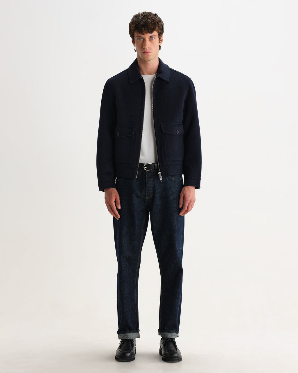 Hamblin - Navy Double-Faced Wool Check Jacket