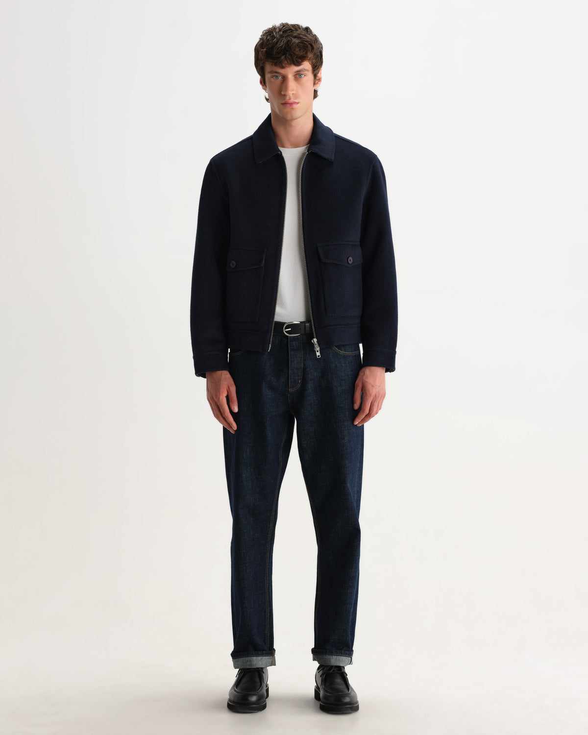 Hamblin - Navy Double-Faced Wool Check Jacket