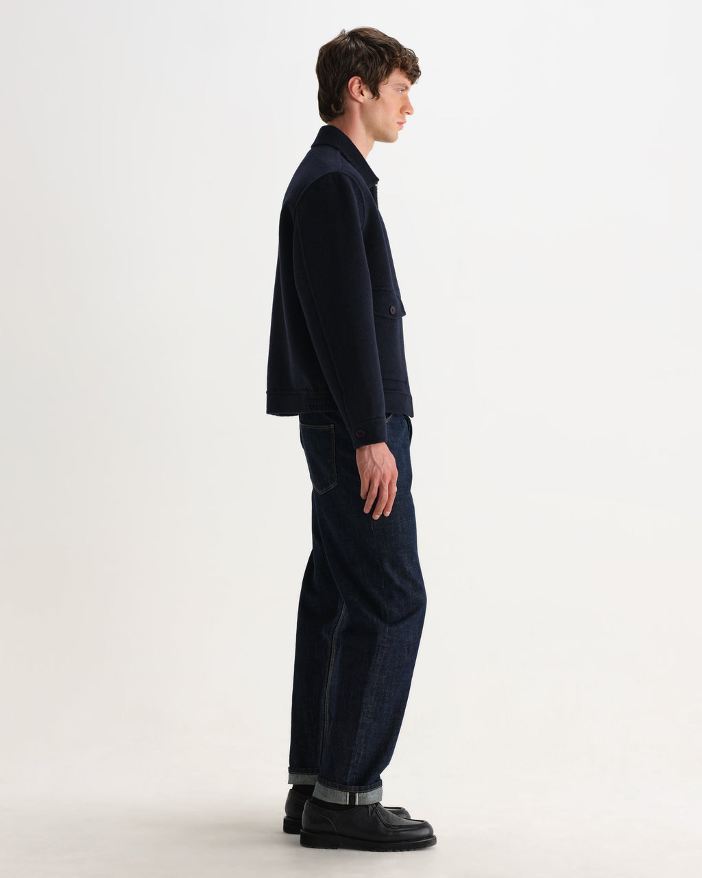 Hamblin - Navy Double-Faced Wool Check Jacket