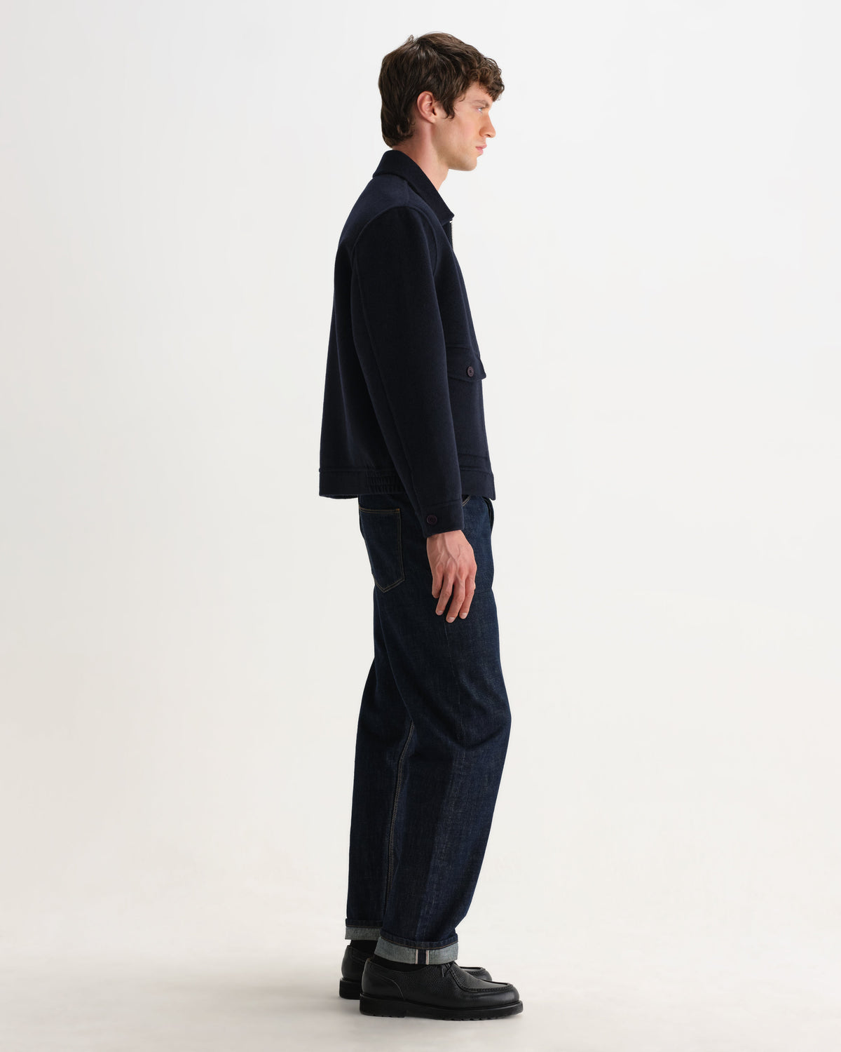 Hamblin - Navy Double-Faced Wool Check Jacket