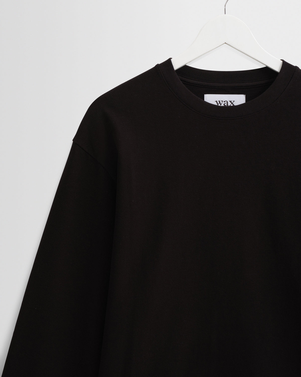 Hayden - Black Textured Organic Cotton Long Sleeve T-Shirt