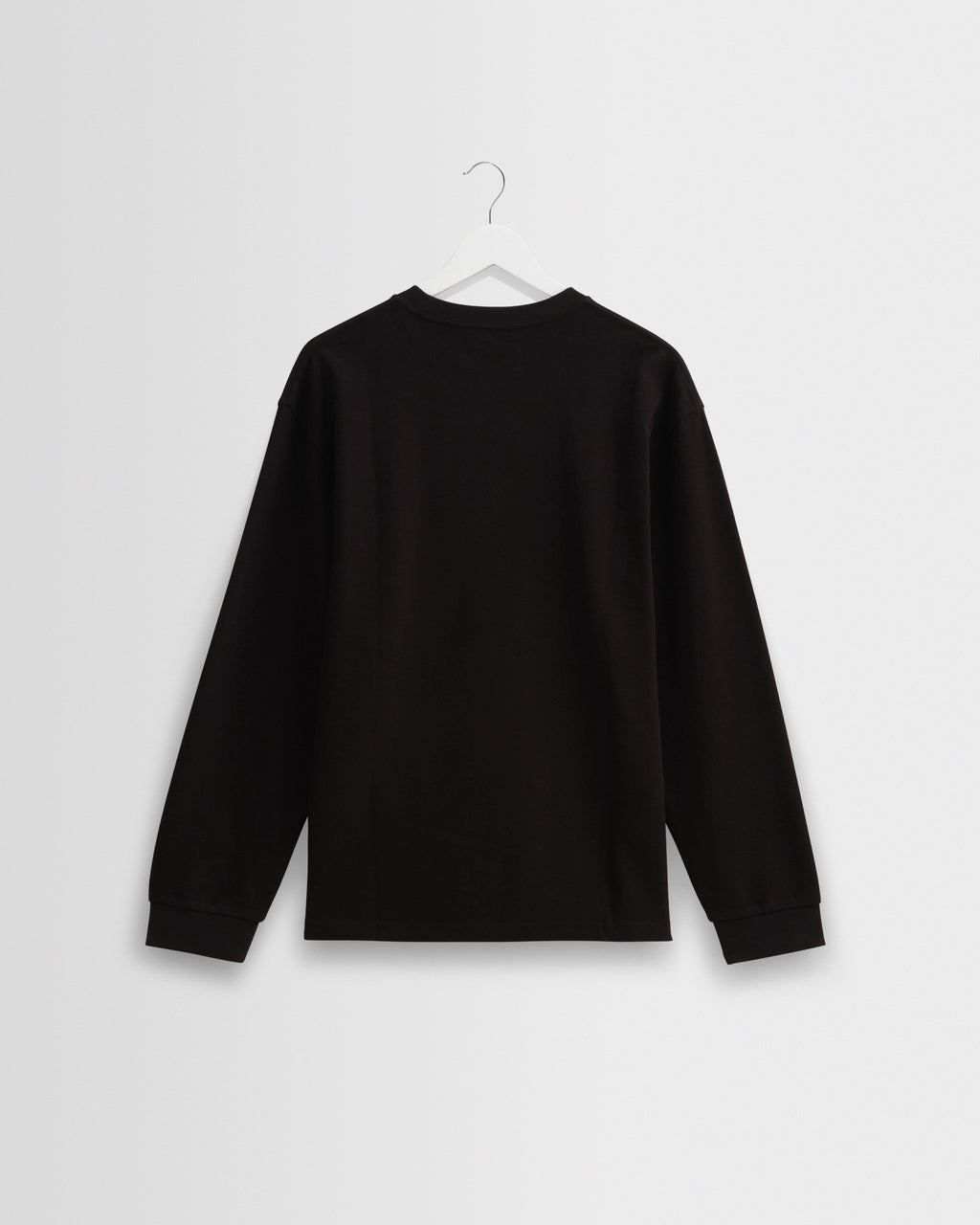 Hayden - Black Textured Organic Cotton Long Sleeve T-Shirt