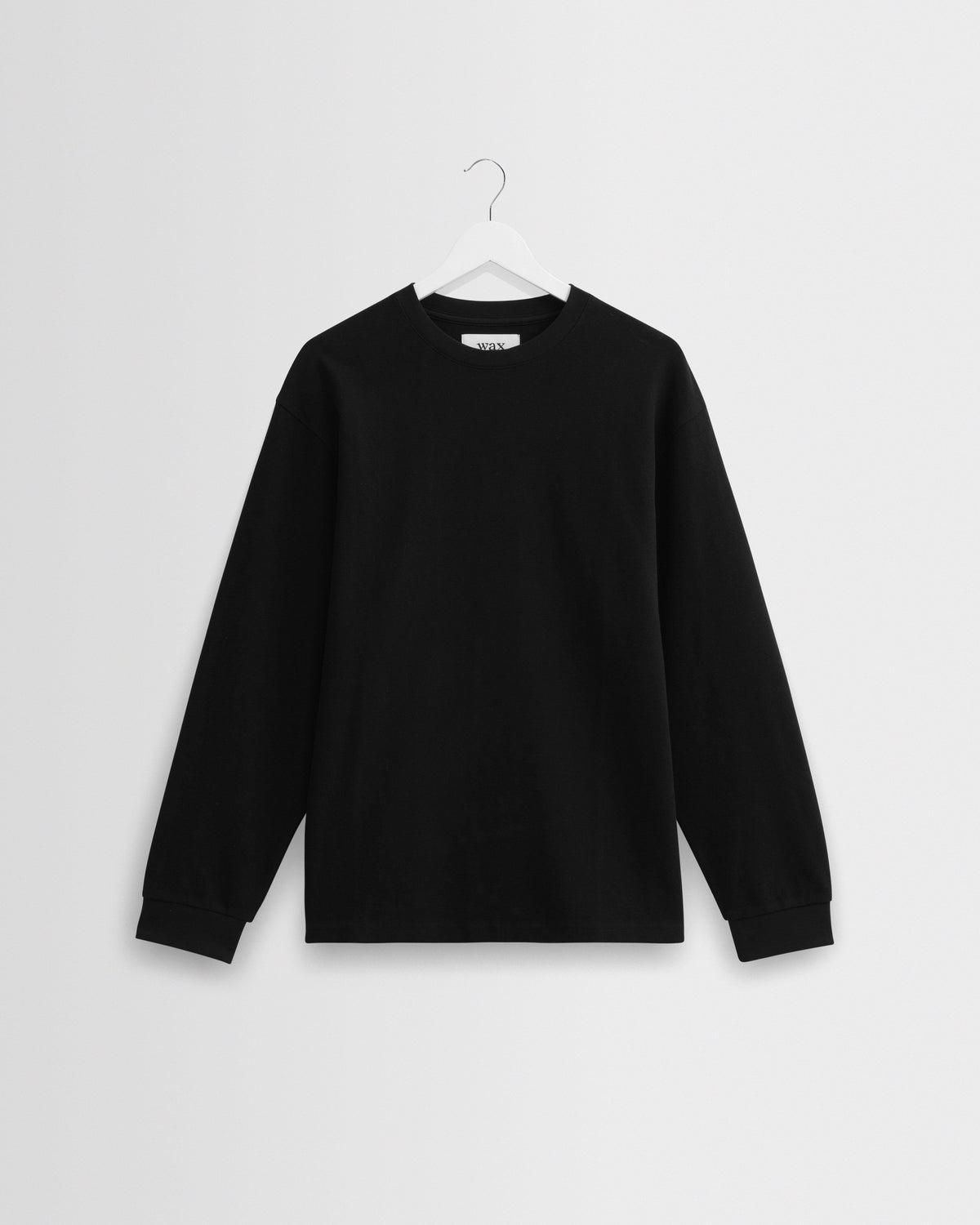 Hayden - Black Textured Organic Cotton Long Sleeve T-Shirt