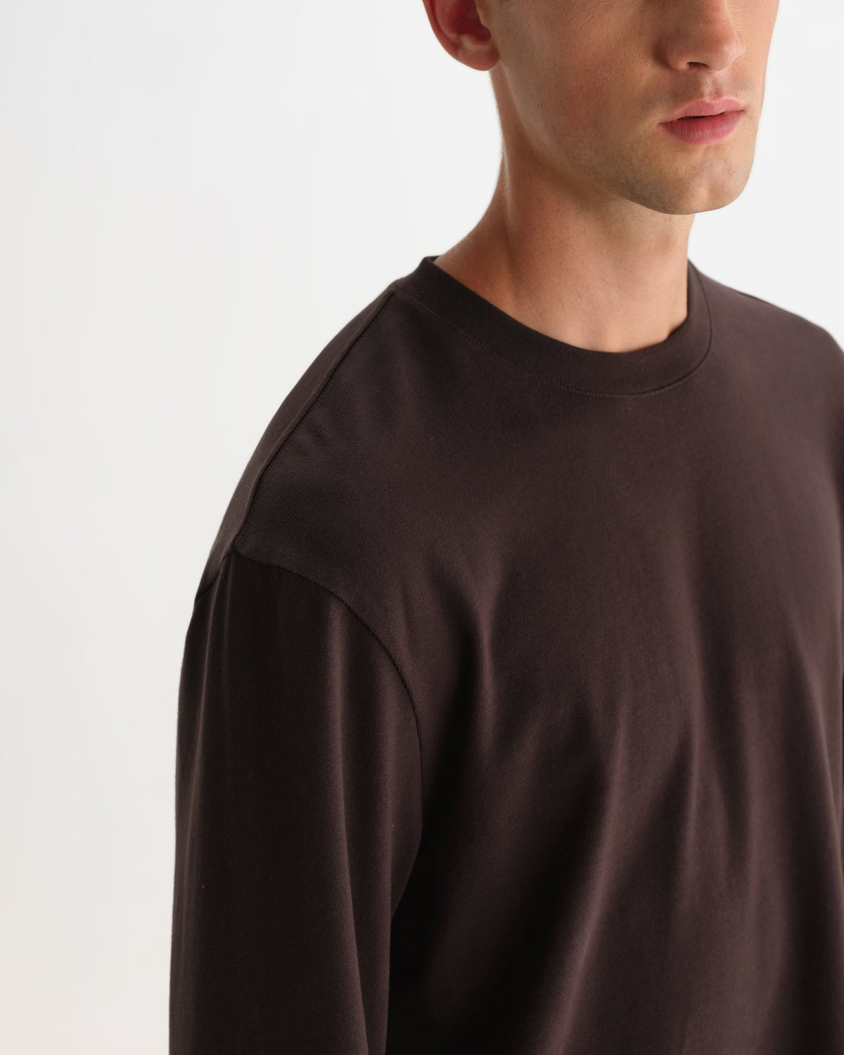 Hayden - Dark Brown Emorised Cotton Long-Sleeve T-Shirt