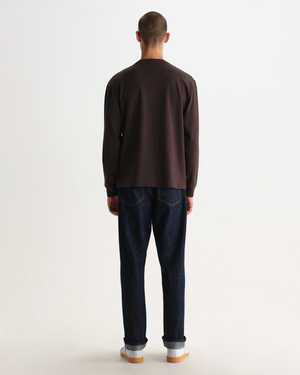 Hayden - Dark Brown Emorised Cotton Long-Sleeve T-Shirt
