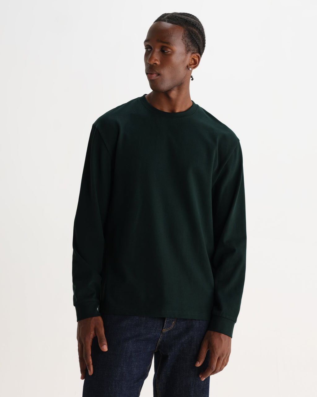Hayden - Dark Green Emorised Cotton Long-Sleeve T-Shirt