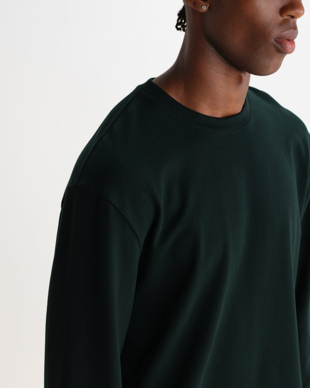 Hayden - Dark Green Emorised Cotton Long-Sleeve T-Shirt