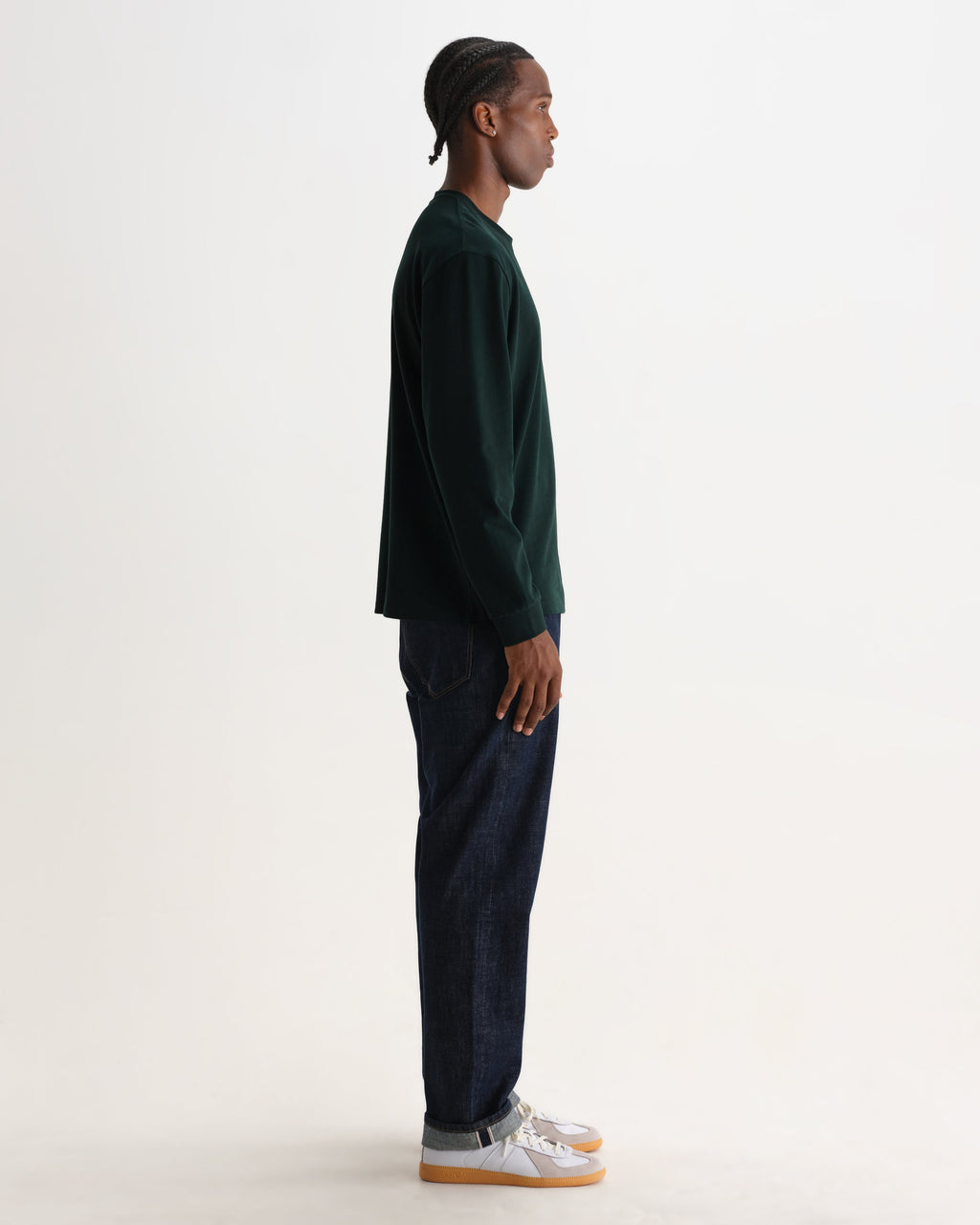 Hayden - Dark Green Emorised Cotton Long-Sleeve T-Shirt