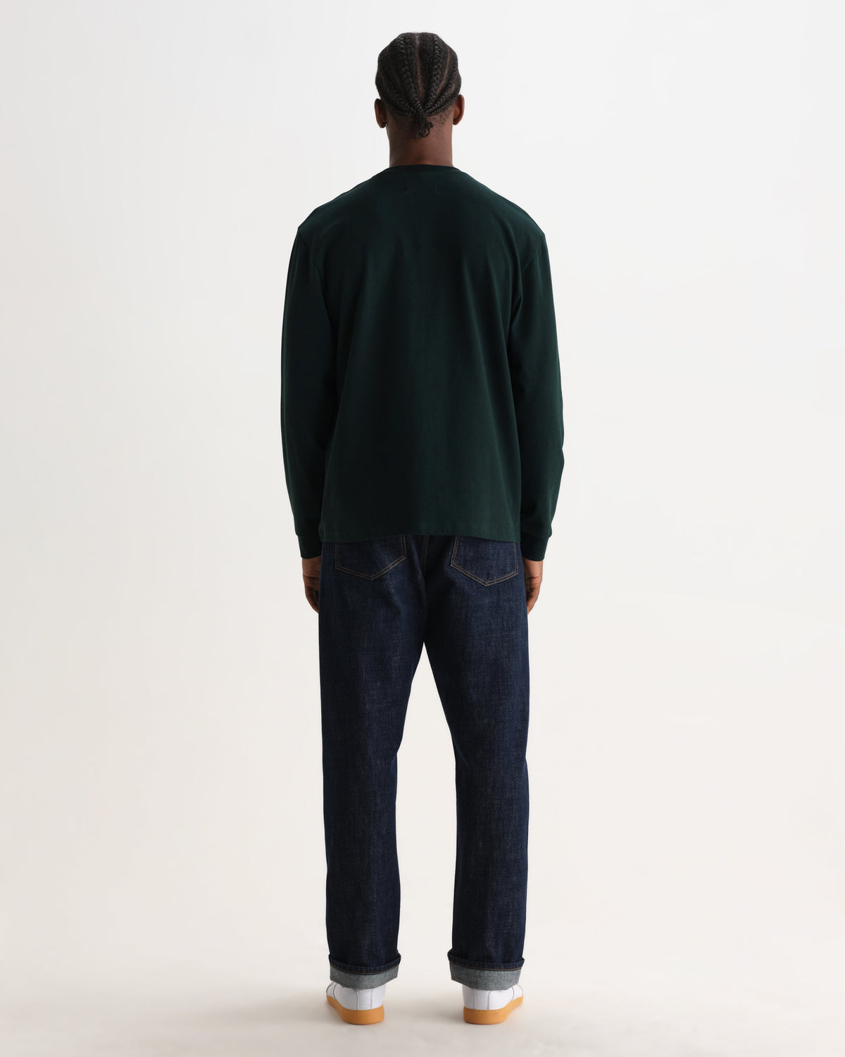 Hayden - Dark Green Emorised Cotton Long-Sleeve T-Shirt