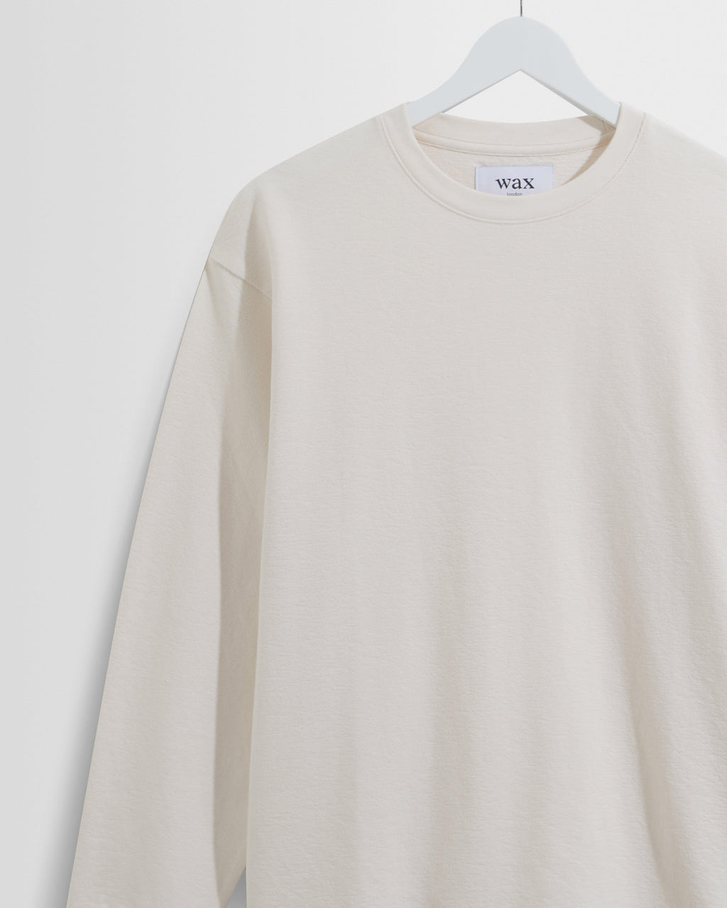 Hayden - Ecru Textured Organic Cotton Long Sleeve T-Shirt
