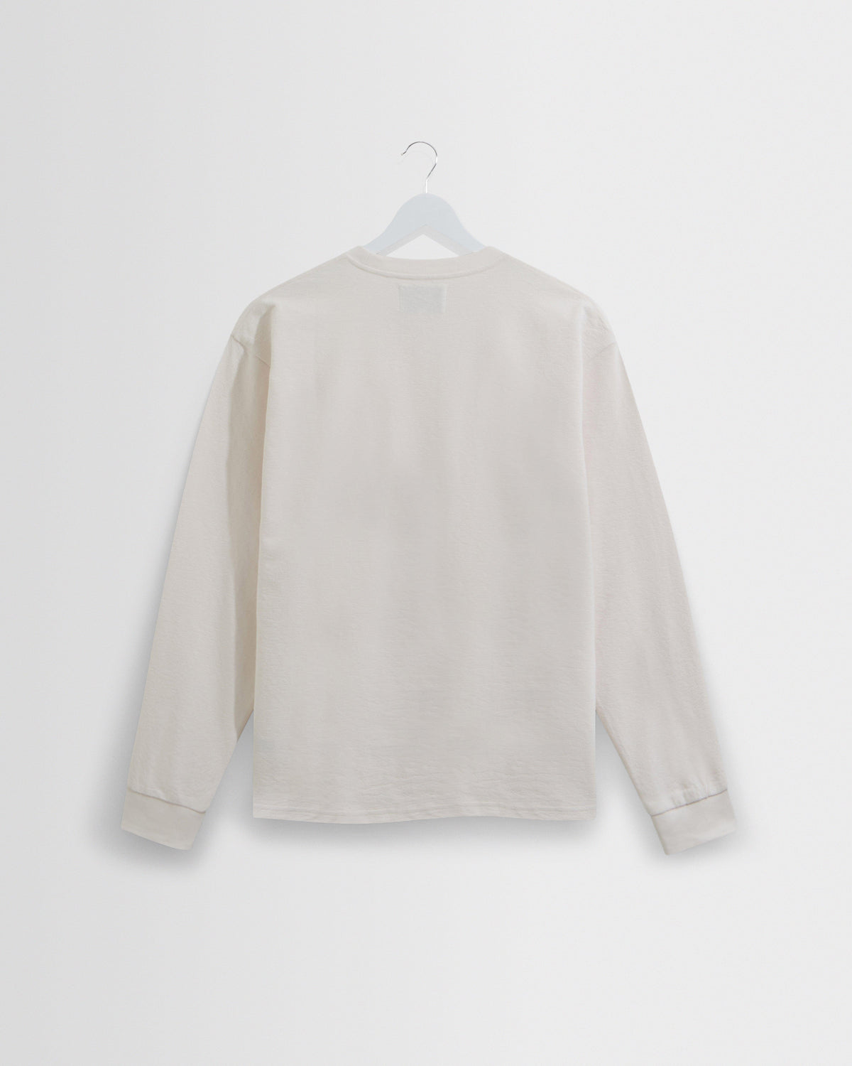 Hayden - Ecru Textured Organic Cotton Long Sleeve T-Shirt