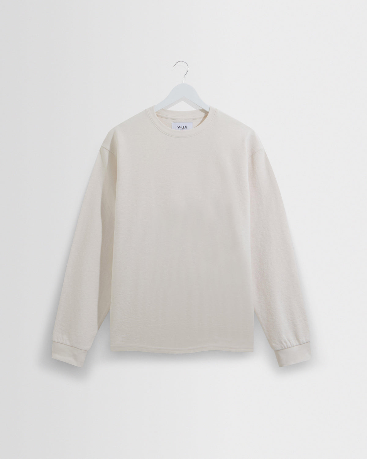 Hayden - Ecru Textured Organic Cotton Long Sleeve T-Shirt