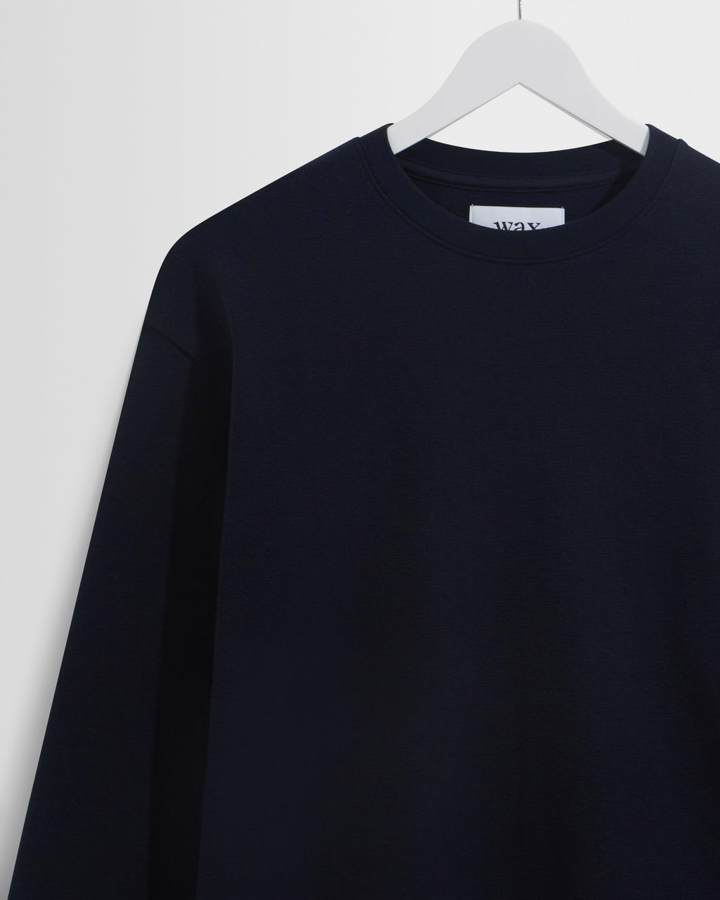 Hayden - Navy Textured Organic Cotton Long Sleeve T-Shirt