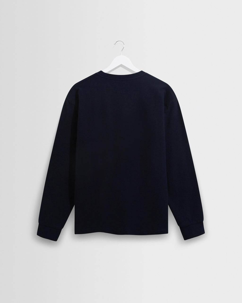 Hayden - Navy Textured Organic Cotton Long Sleeve T-Shirt